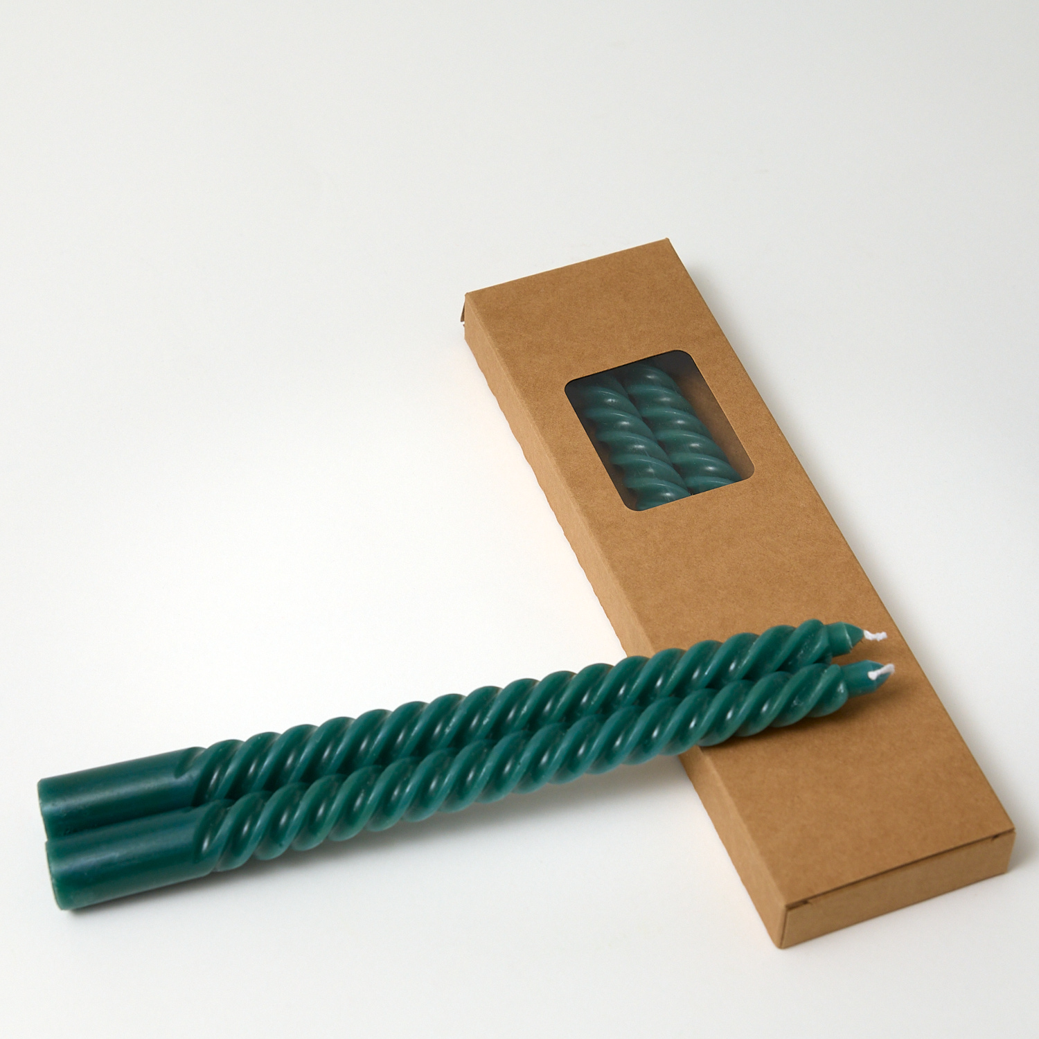 Green Twisted Candles - Pack of 4