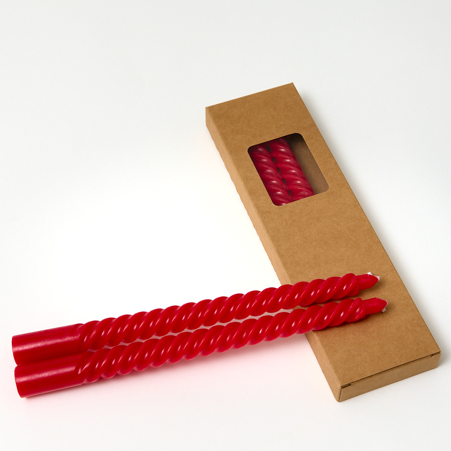 Red Twisted Candles - Pack of 4