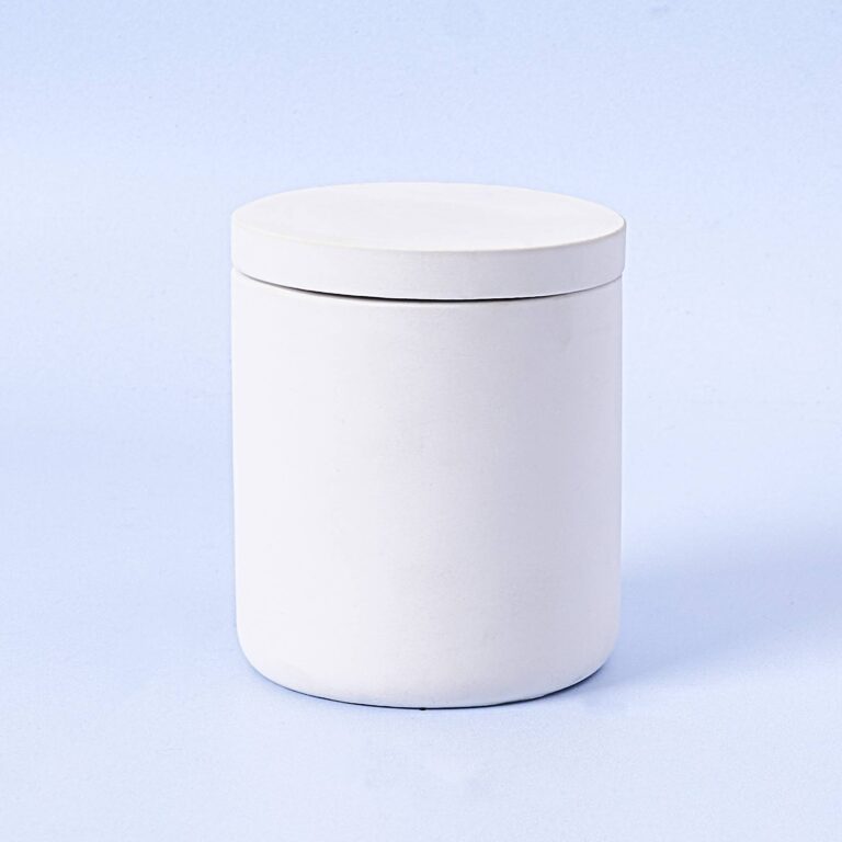 White Concrete Candle Jar With Lid Available at Supplies For Candles ™