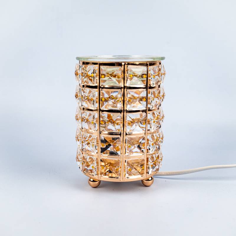 Wax Warmer Square Crystals Glass Lamp Gold