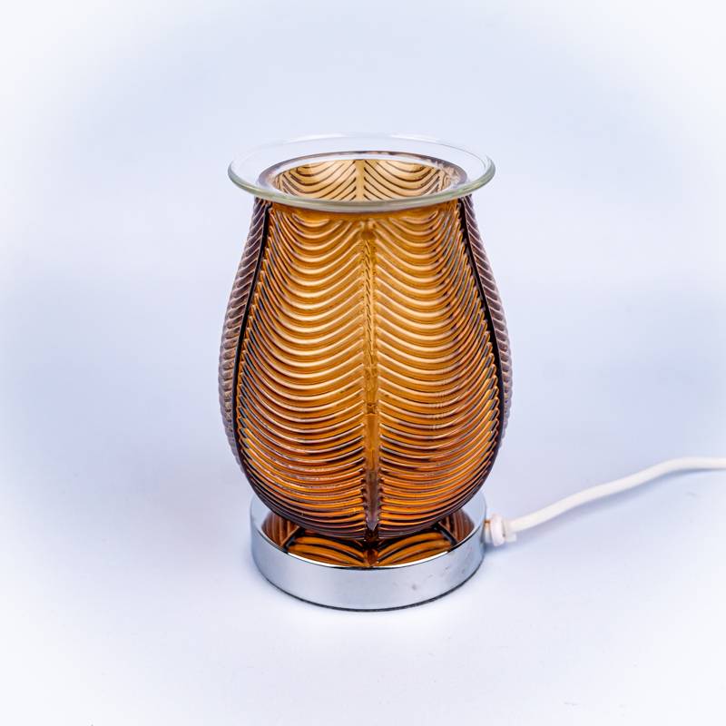 Wax Warmer Ribbed Glass Amber