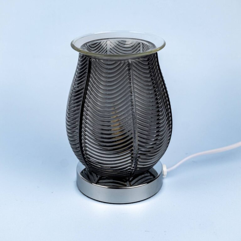Wax Warmer Ribbed Glass Smoke Black