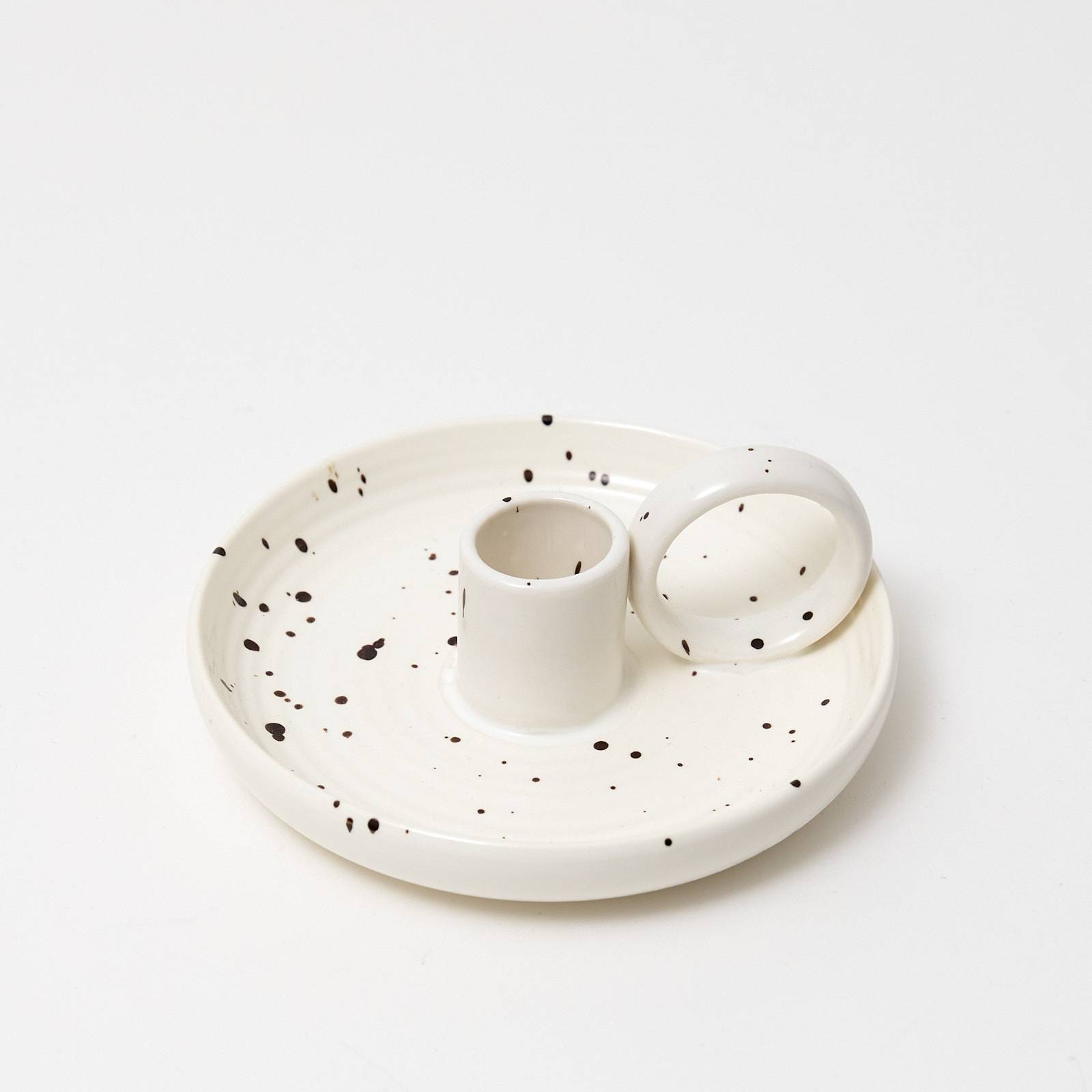 Ceramic Single Candle Holder - Speckled