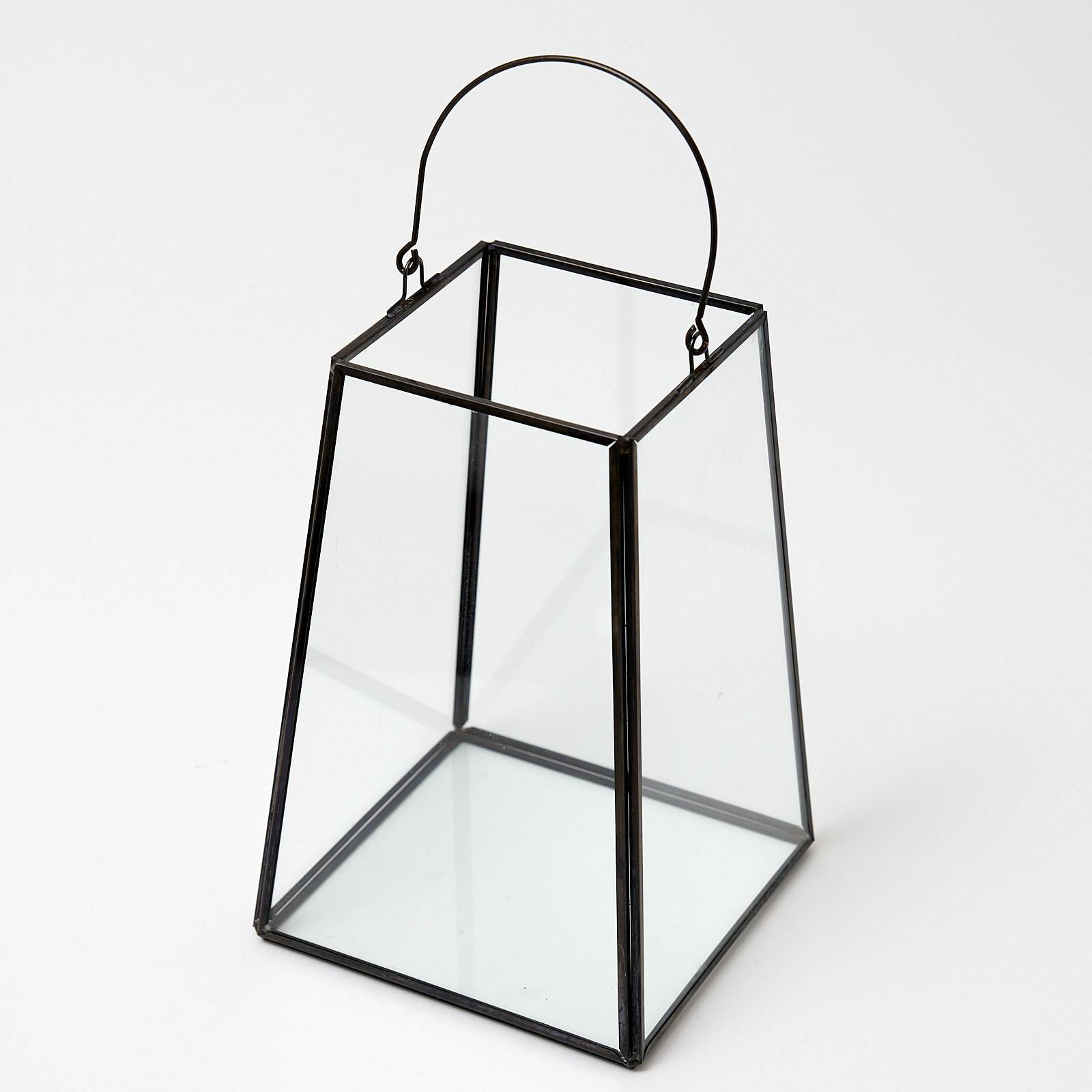 Medium Glass Lantern - Black