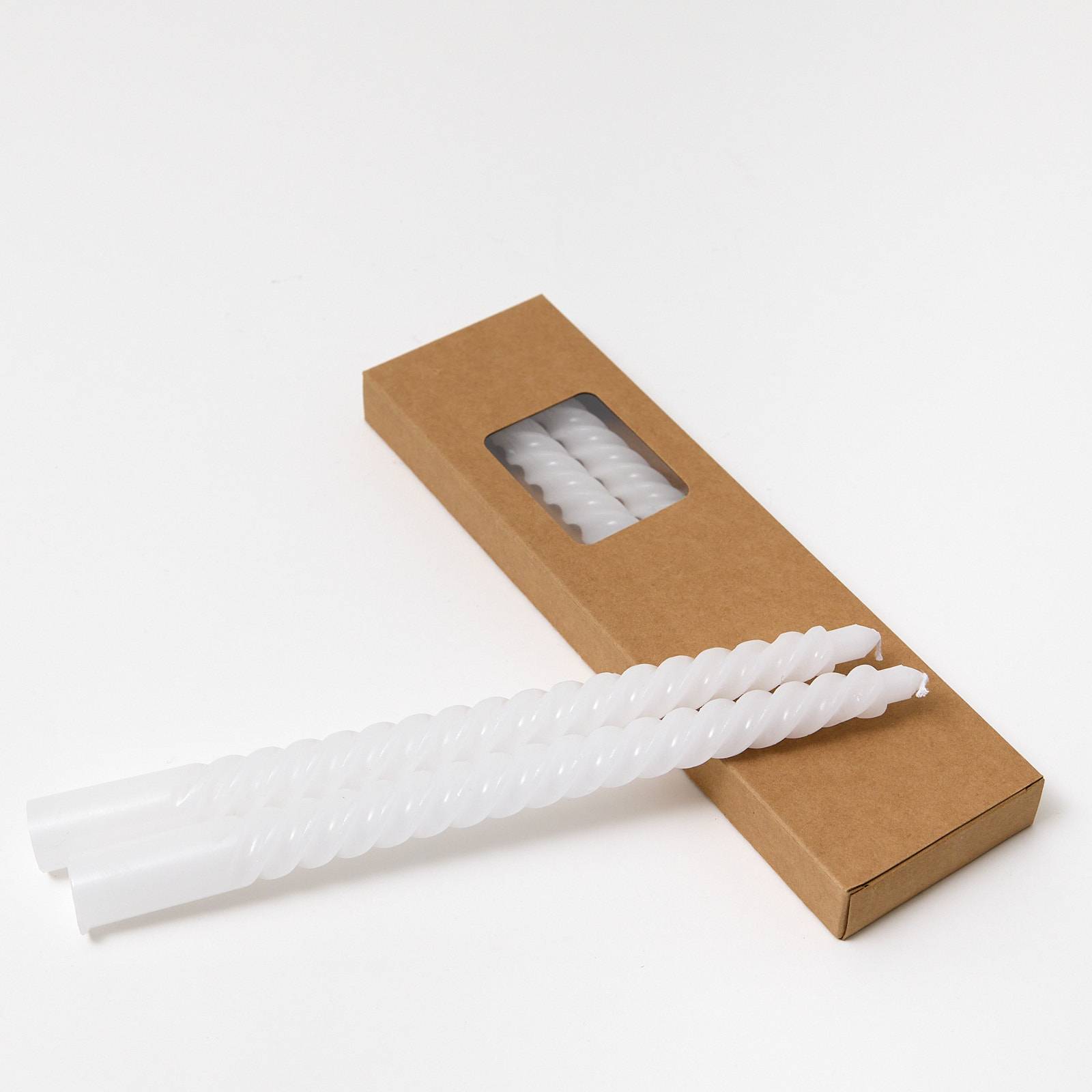 White Twisted Candles - Pack of 4