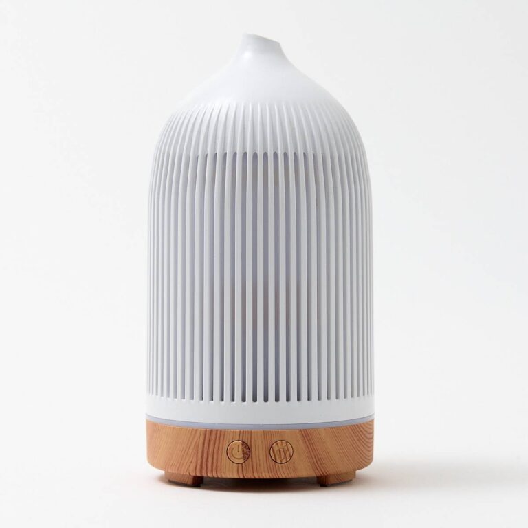 Electric 150ml Plastic White with Wood Effect Ribbed Diffuser