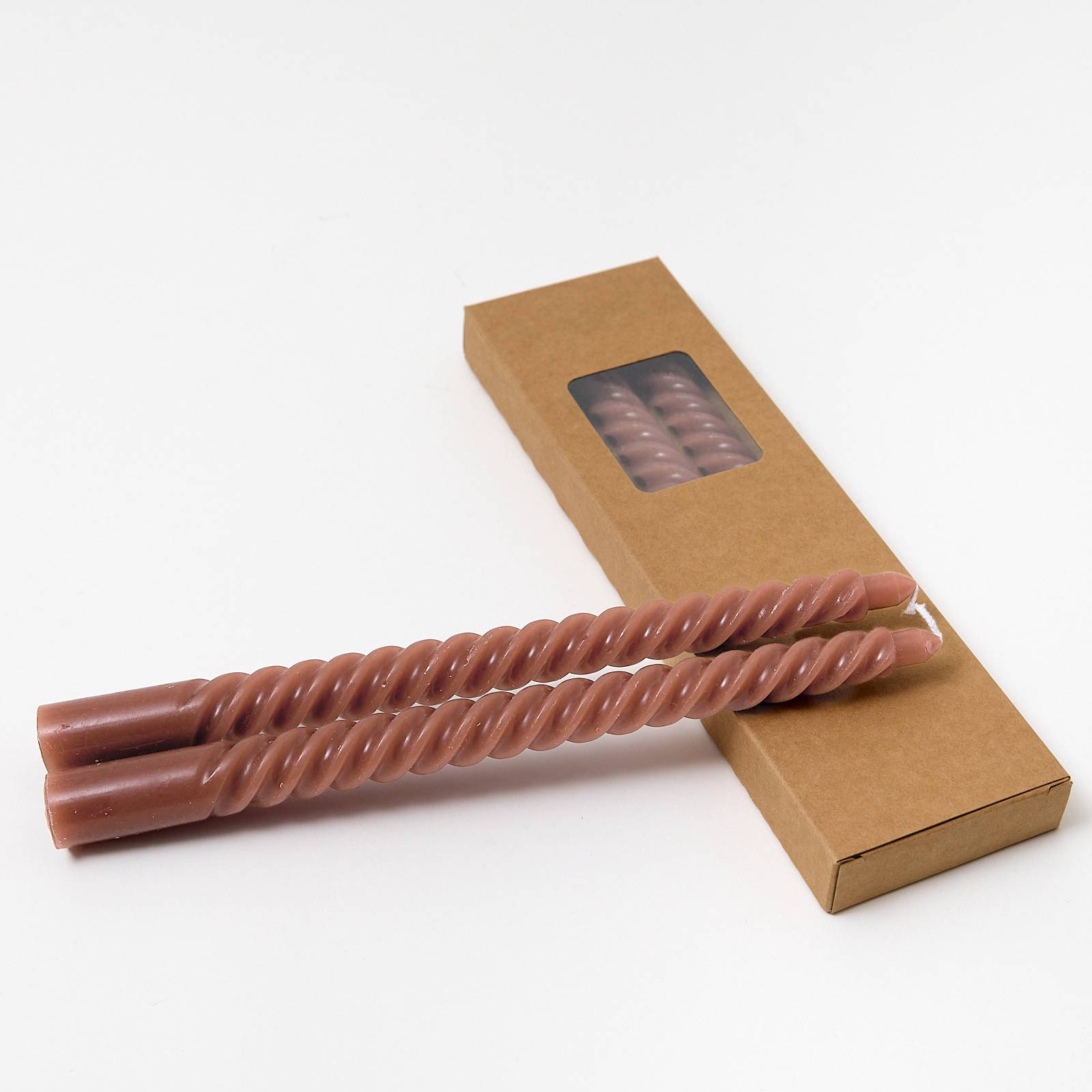 Brown Twisted Candles - Pack of 4