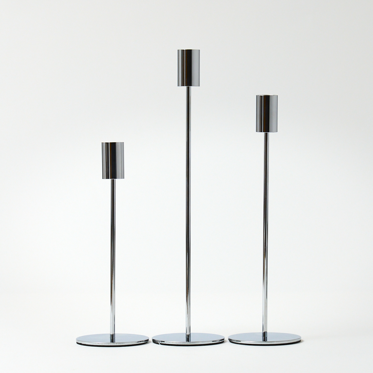 Silver Tall Candle Holders - Pack of 3